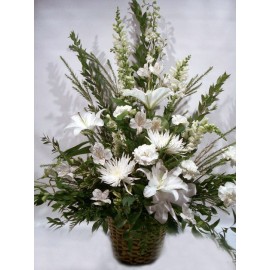 White Flowers Basket